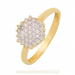 Pierścionek złoty próby 585 z cyrkoniami 