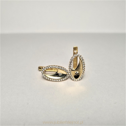 Kolczyki próba złota 585 z cyrkoniami angielskie zapięcie