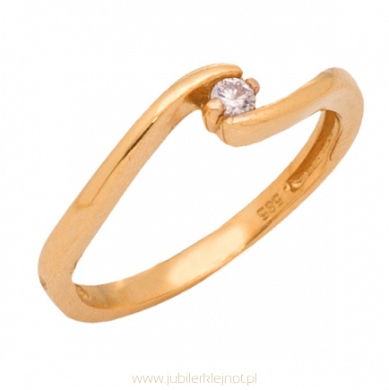 Pierścionek złoty próby 585 z cyrkoniami 