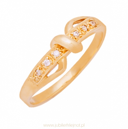 Pierścionek złoty próby 585 z cyrkoniami 