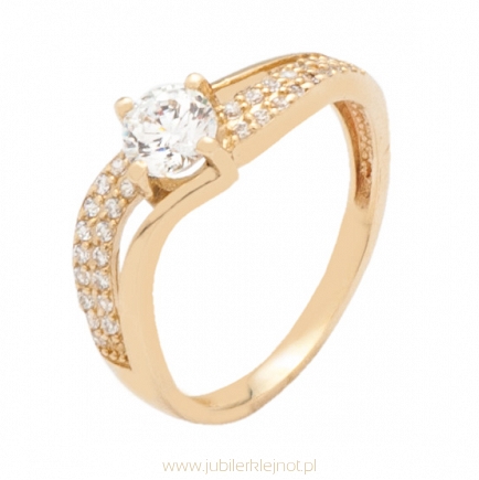 Pierścionek złoty z cyrkoniami próba 585