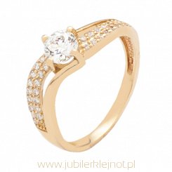 Pierścionek złoty z cyrkoniami próba 585