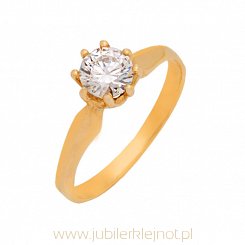 Pierścionek złoty próby 585 z cyrkonią