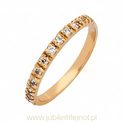 Pierścionek złoty próby 585 z cyrkoniami 