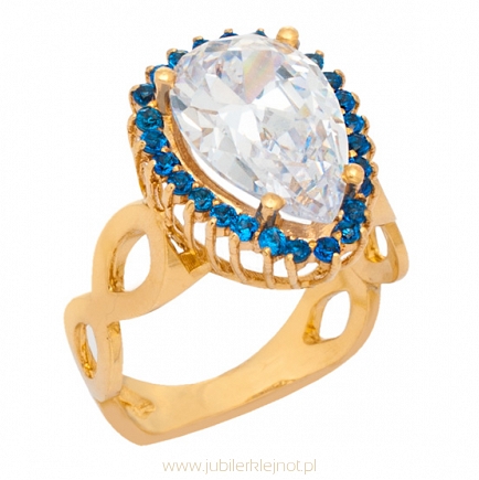 Pierścionek złoty z cyrkoniami próba 585