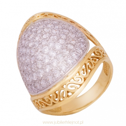 Pierścionek złoty próby 585 z cyrkoniami 