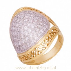 Pierścionek złoty próby 585 z cyrkoniami 