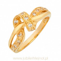 Pierścionek złoty próby 585 z cyrkoniami 