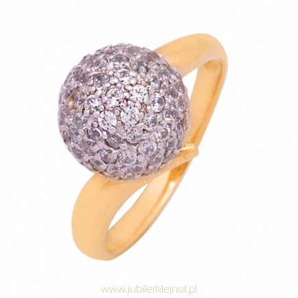 Pierścionek złoty próby 585 z cyrkoniami 