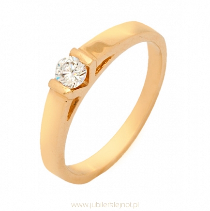 Pierścionek złoty próby 585 z cyrkonią