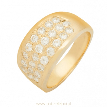 Pierścionek złoty próby 585 z cyrkoniami 
