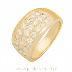 Pierścionek złoty próby 585 z cyrkoniami 