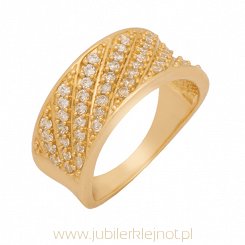 Pierścionek złoty próby 585 z cyrkoniami 