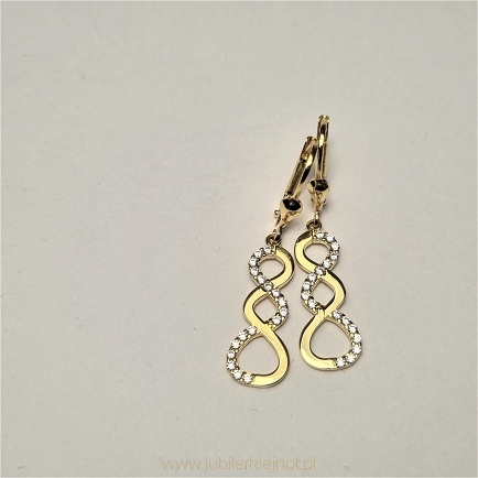 Kolczyki wiszące próba 585 z cyrkoniami