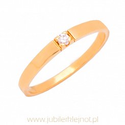 Pierścionek złoty próby 585 z cyrkonią