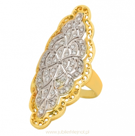 Pierścionek złoty próby 585 z cyrkoniami 