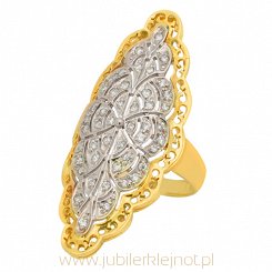 Pierścionek złoty próby 585 z cyrkoniami 