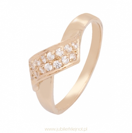 Pierścionek złoty z cyrkoniami próba 585