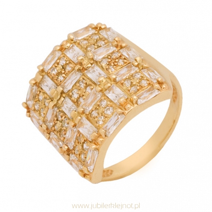 Pierścionek złoty próby 585 z cyrkoniami 