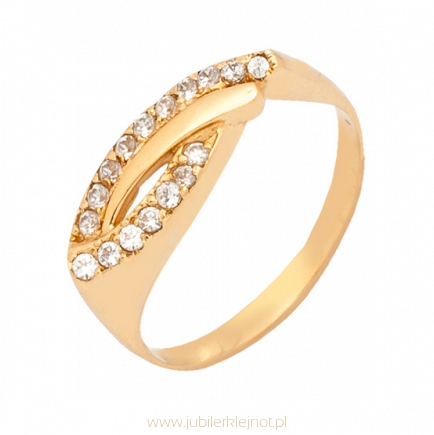 Pierścionek złoty próby 585 z cyrkoniami 