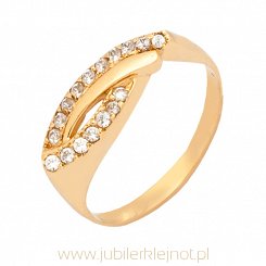 Pierścionek złoty próby 585 z cyrkoniami 