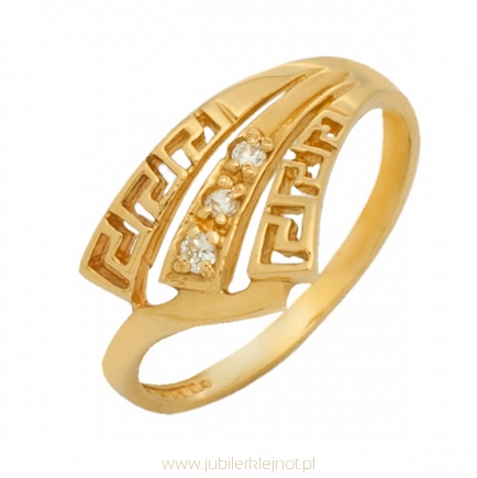 Pierścionek złoty próby 585 z cyrkoniami 