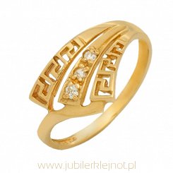 Pierścionek złoty próby 585 z cyrkoniami 