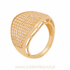 Pierścionek złoty próby 585 z cyrkoniami 